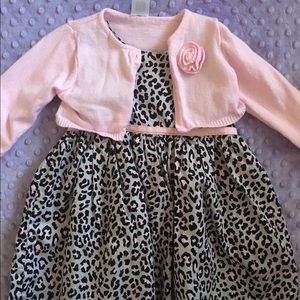Pink and gray Leopard Dress, Size 12 months